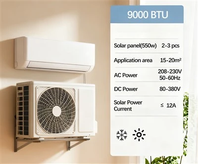 เครื่องปรับอากาศพลังงานแสงอาทิตย์ 9000btu สำหรับบ้าน